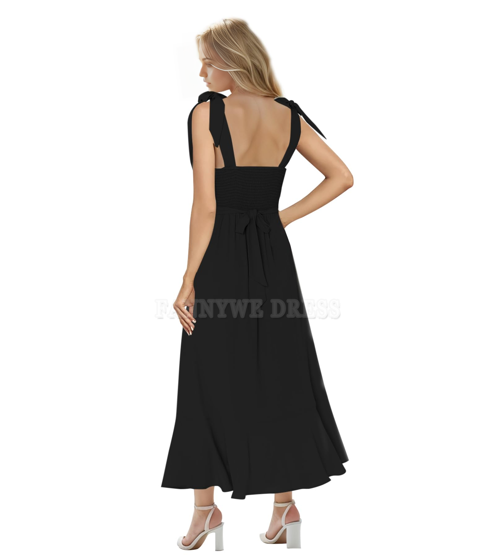 Vestidos formales con cuello en A y volantes, vestidos de dama de honor, vestido de noche, vestido de fiesta con abertura lateral